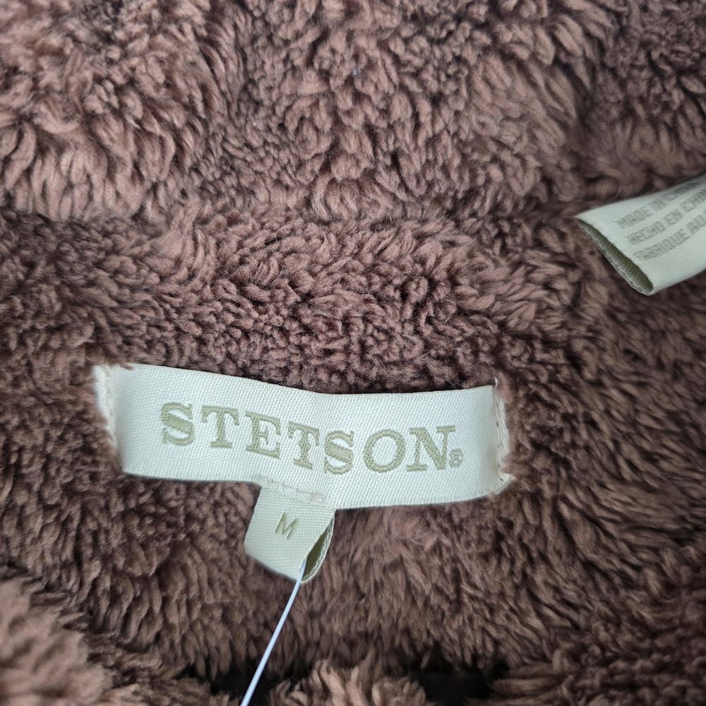 Stetson Jacket Womens Medium Brown Sherpa Fleece Snap Front Collared Teddy - Picture 3 of 9
